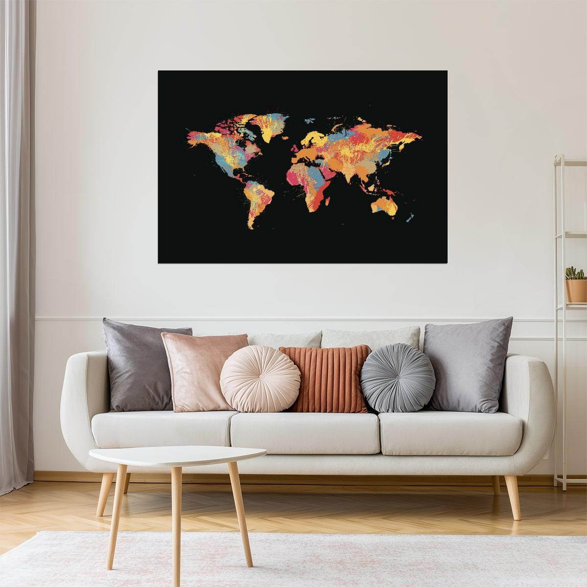 World Map | Abstract Ink Splash Poster