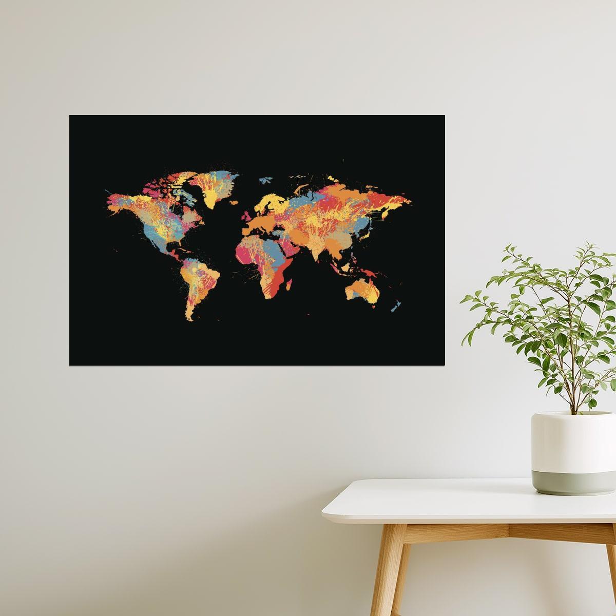 World Map | Abstract Ink Splash Poster