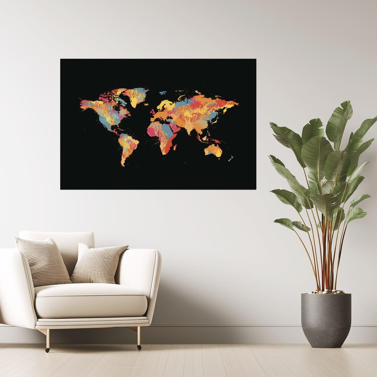 World Map | Abstract Ink Splash Poster
