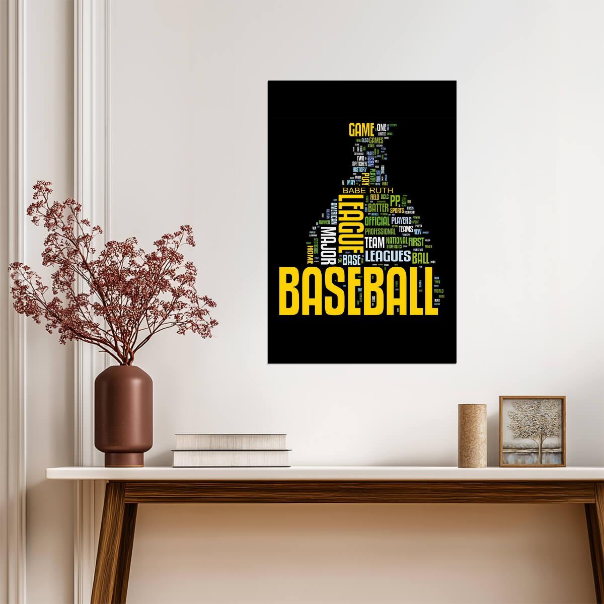 Baseball Word Cloud | Typographic Sports Art | Babe Ruth Tribute Poster - Sports Poster
