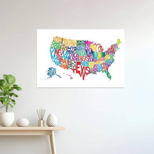 USA Map | Typographic Word Map of States Poster
