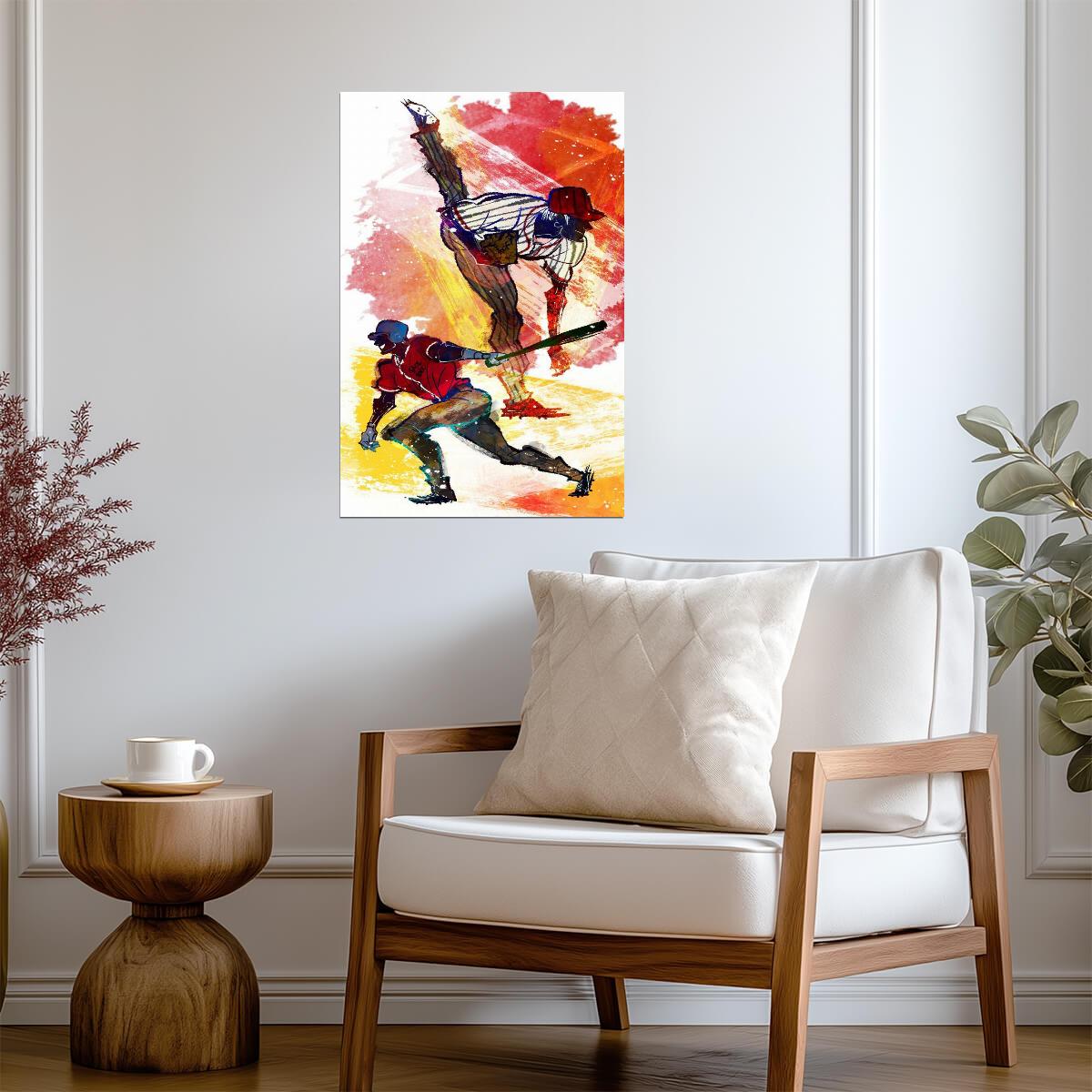 Baseball Pitcher and Batter | Abstract Sports Illustration | Dynamic Action Art Poster - Sports Poster
