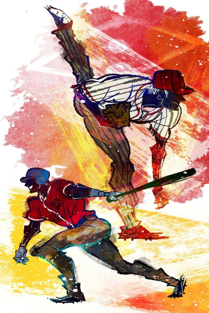 Baseball Pitcher and Batter | Abstract Sports Illustration | Dynamic Action Art Poster - Sports Poster
