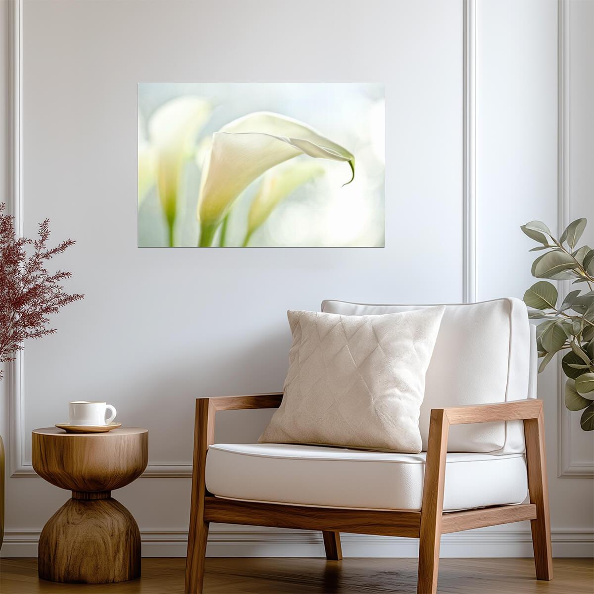 White Calla Lilies | Floral Photography Print | Botanical Wall Art Poster - Photography Poster