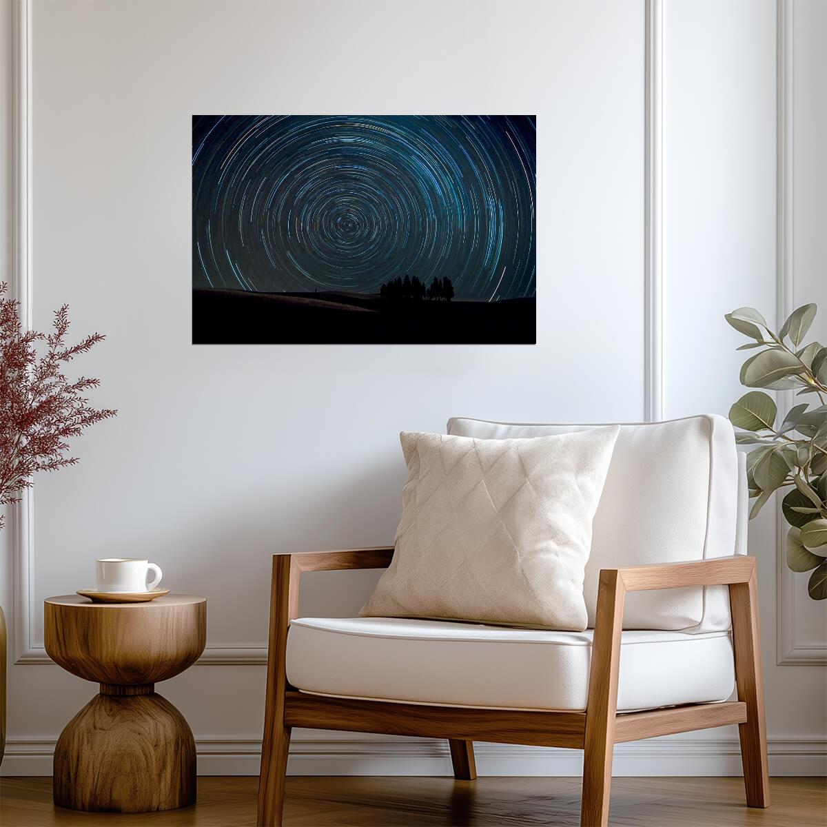 Star Trails Over Tuscany | Night Sky Photography | Italian Landscape Poster - Photography Poster