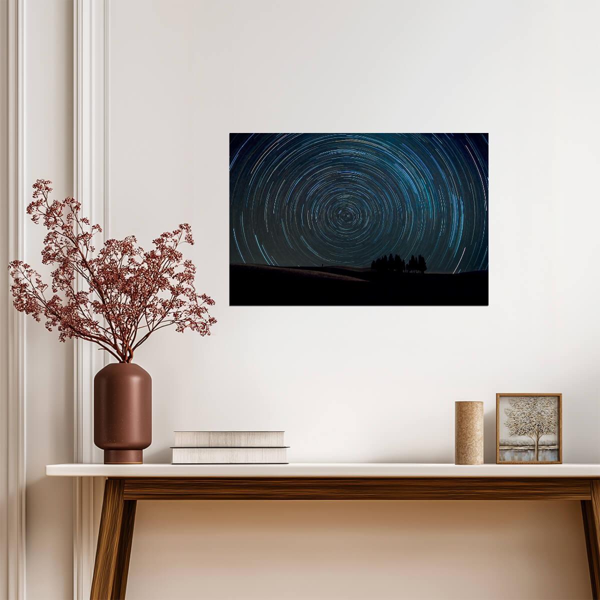 Star Trails Over Tuscany | Night Sky Photography | Italian Landscape Poster - Photography Poster