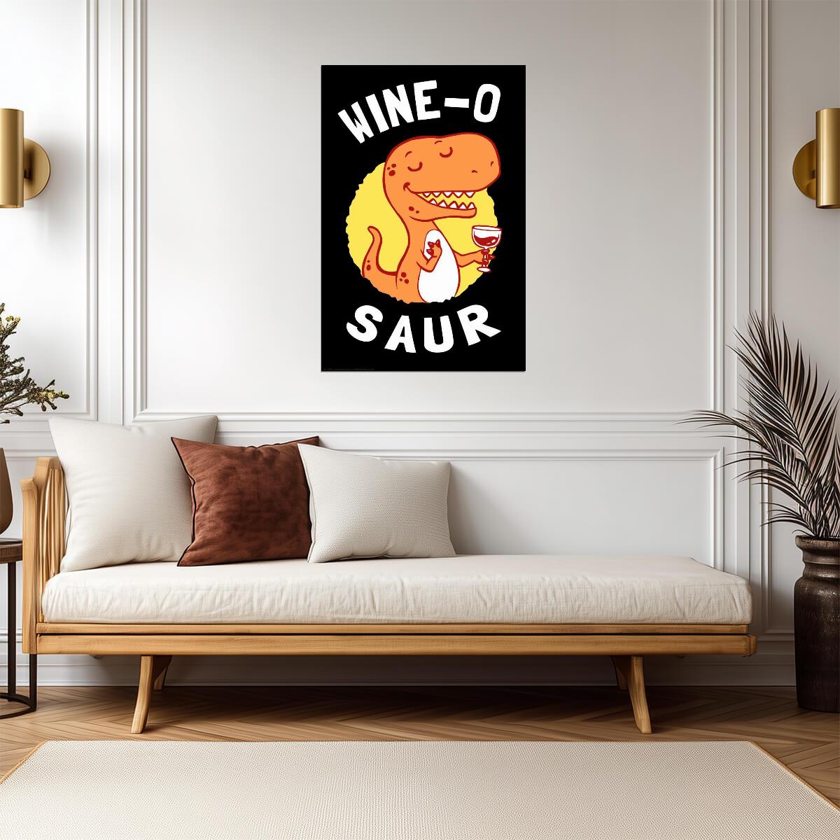 Wino-saur Funny Dinosaur Pun | Cute Wine Lover Poster | Humorous Bar Cart Art - Type & Quotes Poster