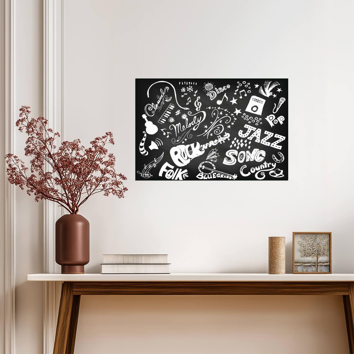 Doodled Music Terminology | Educational Music Theory Poster | Music Classroom Wall Chart - Music Poster