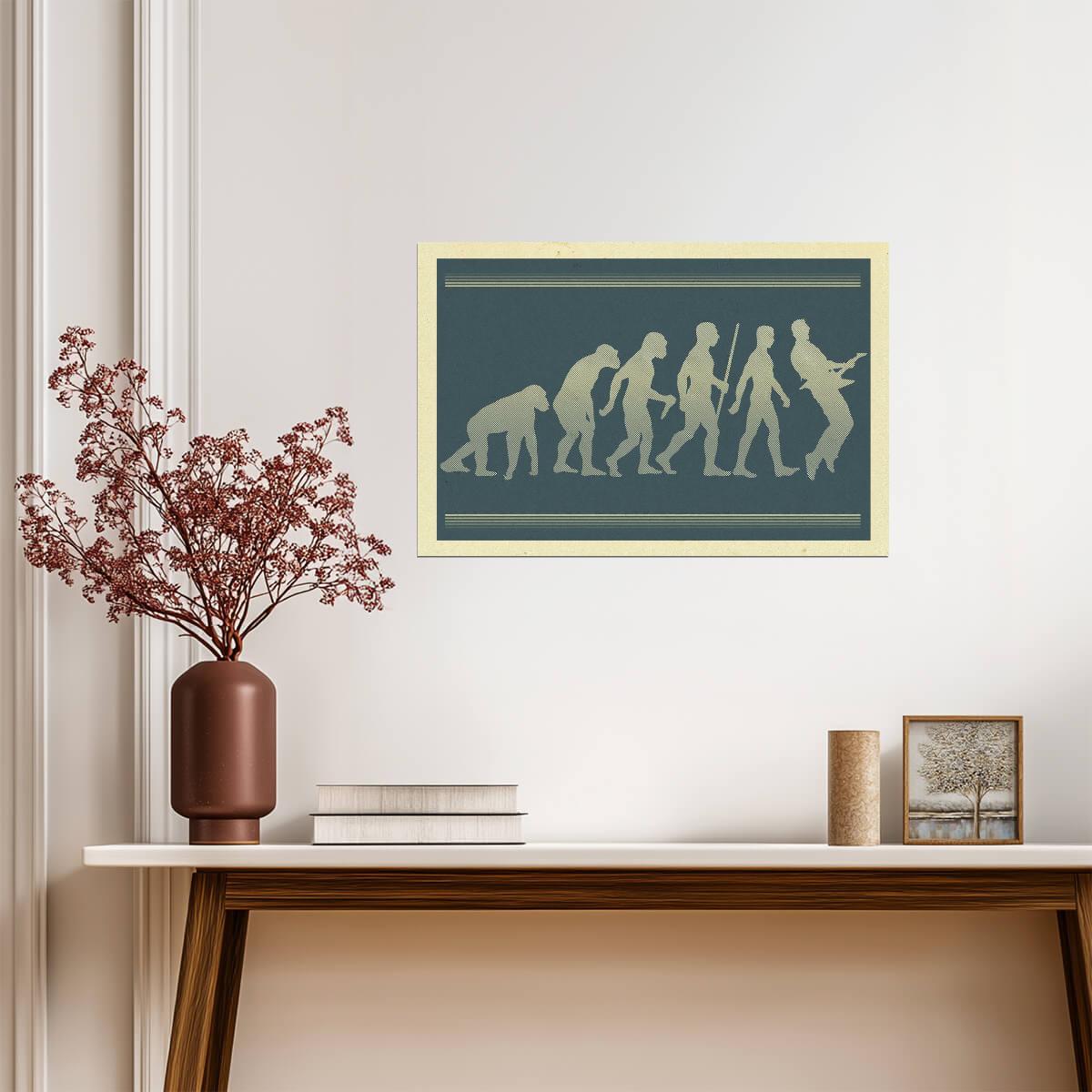 Guitar Player Evolution Parody | Funny Music Themed Poster | Humorous Wall Art for Guitarists - Music Poster