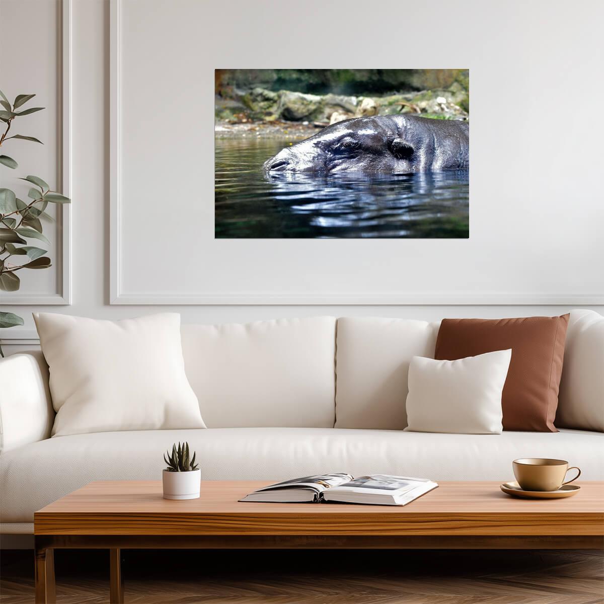 Hippopotamus in the Water | African Wildlife Photography | Animal Poster - Photography Poster
