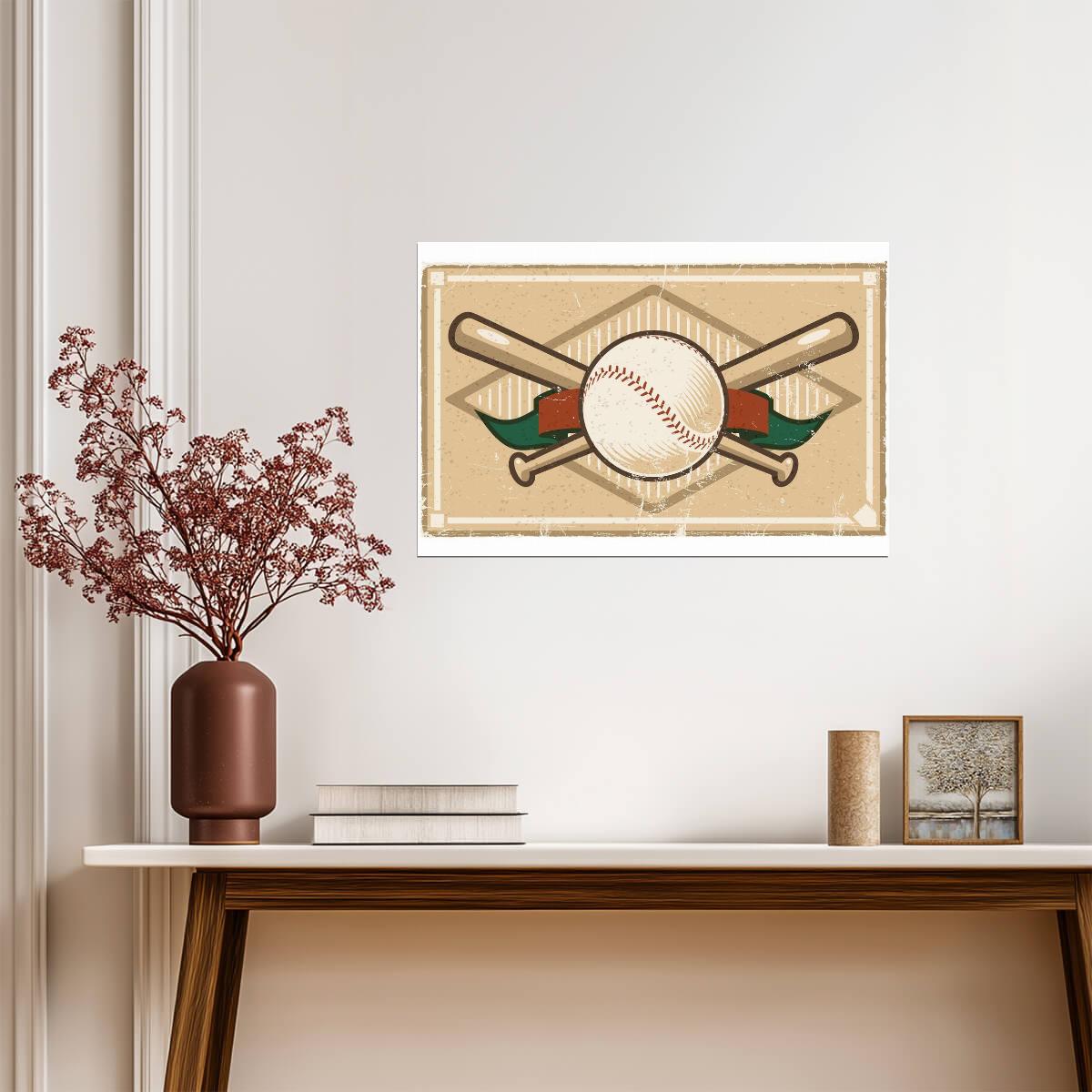Baseball Player Diving Catch | Abstract Sports Illustration | Action Scene Art Poster - Sports Poster