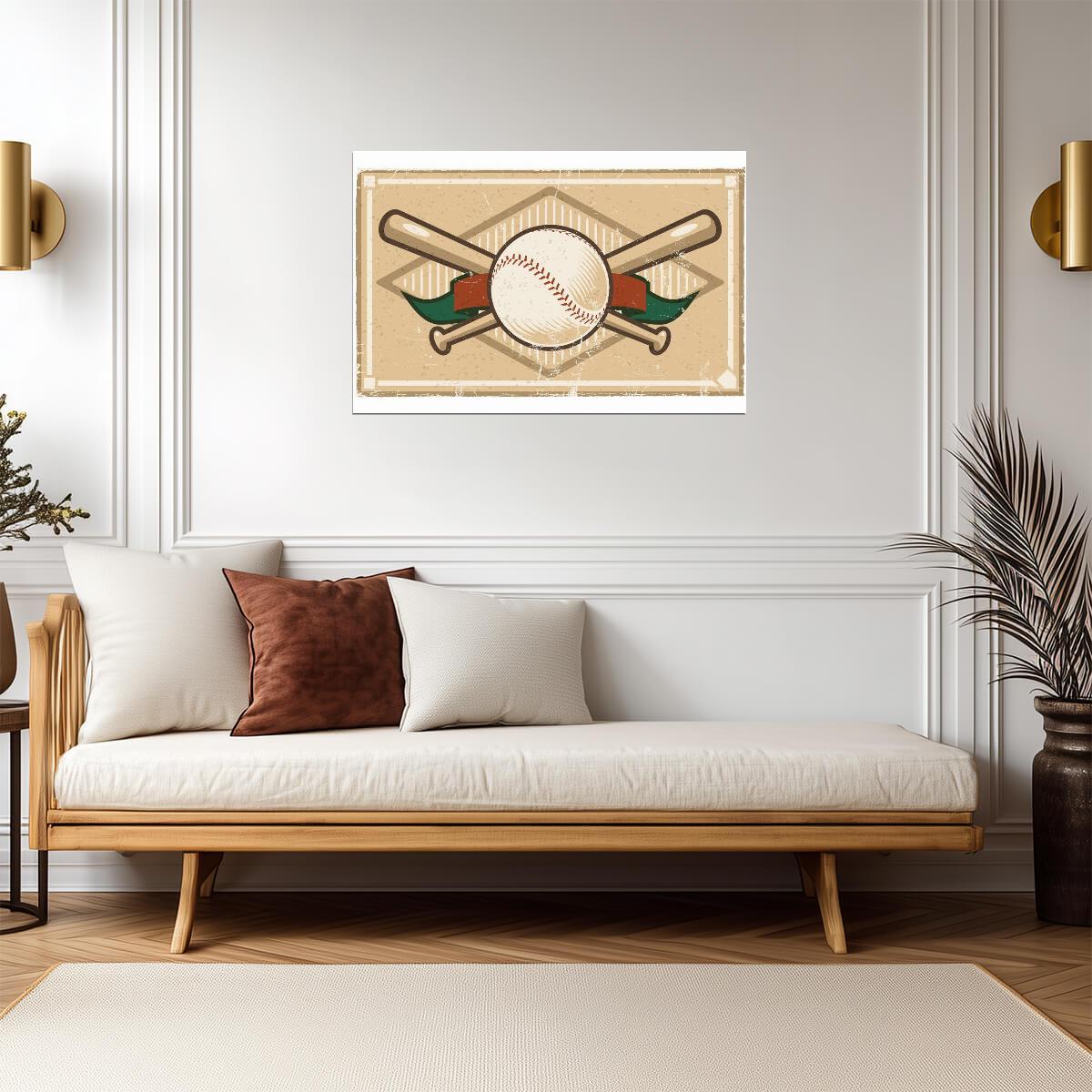 Baseball Player Diving Catch | Abstract Sports Illustration | Action Scene Art Poster - Sports Poster