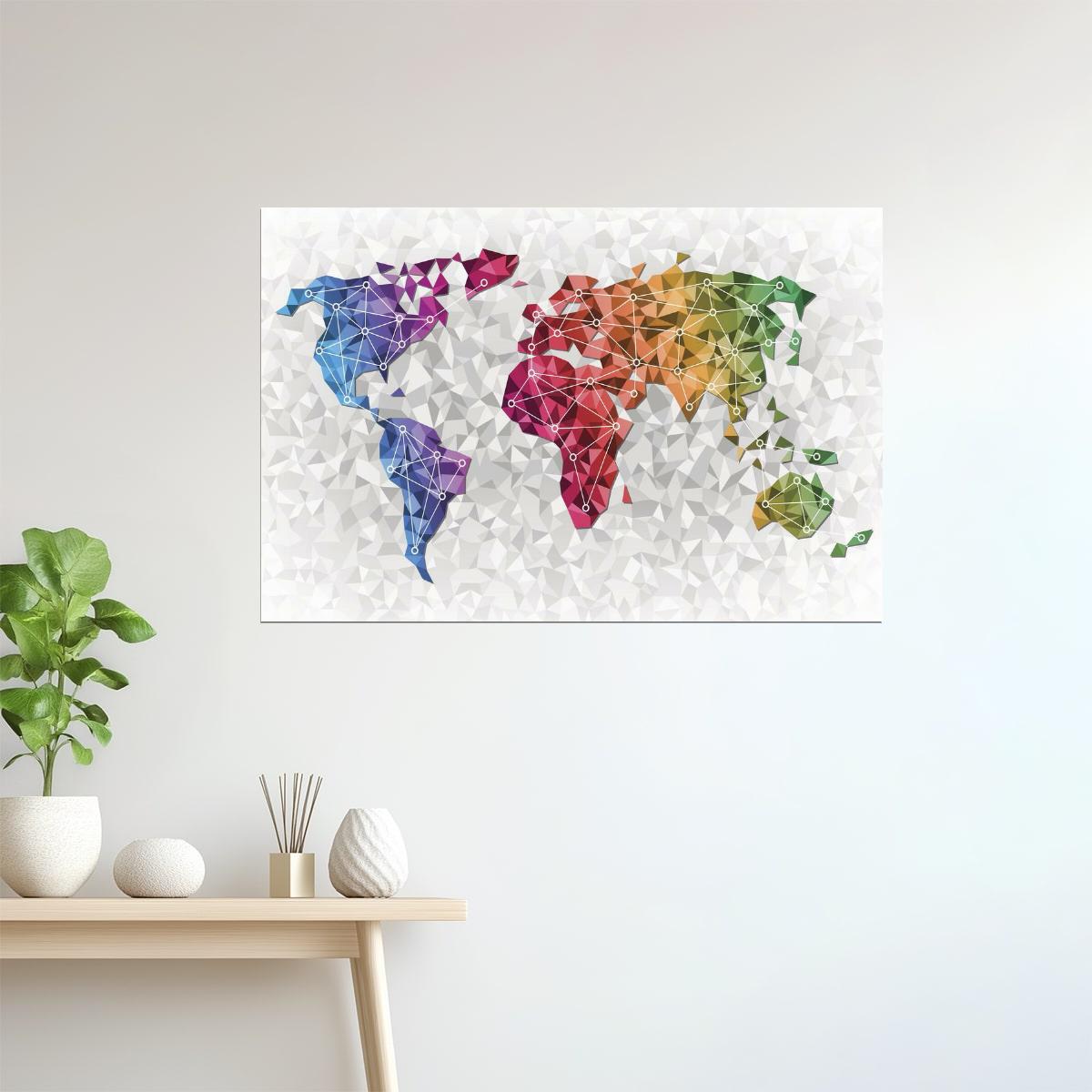 World Map | Abstract Global Network Poster