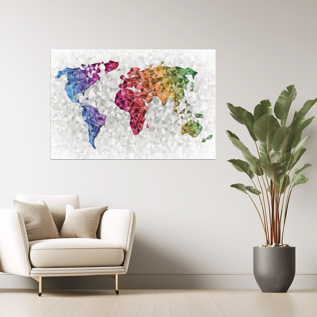World Map | Abstract Global Network Poster