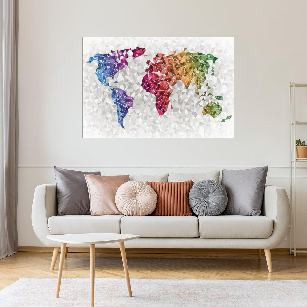 World Map | Abstract Global Network Poster