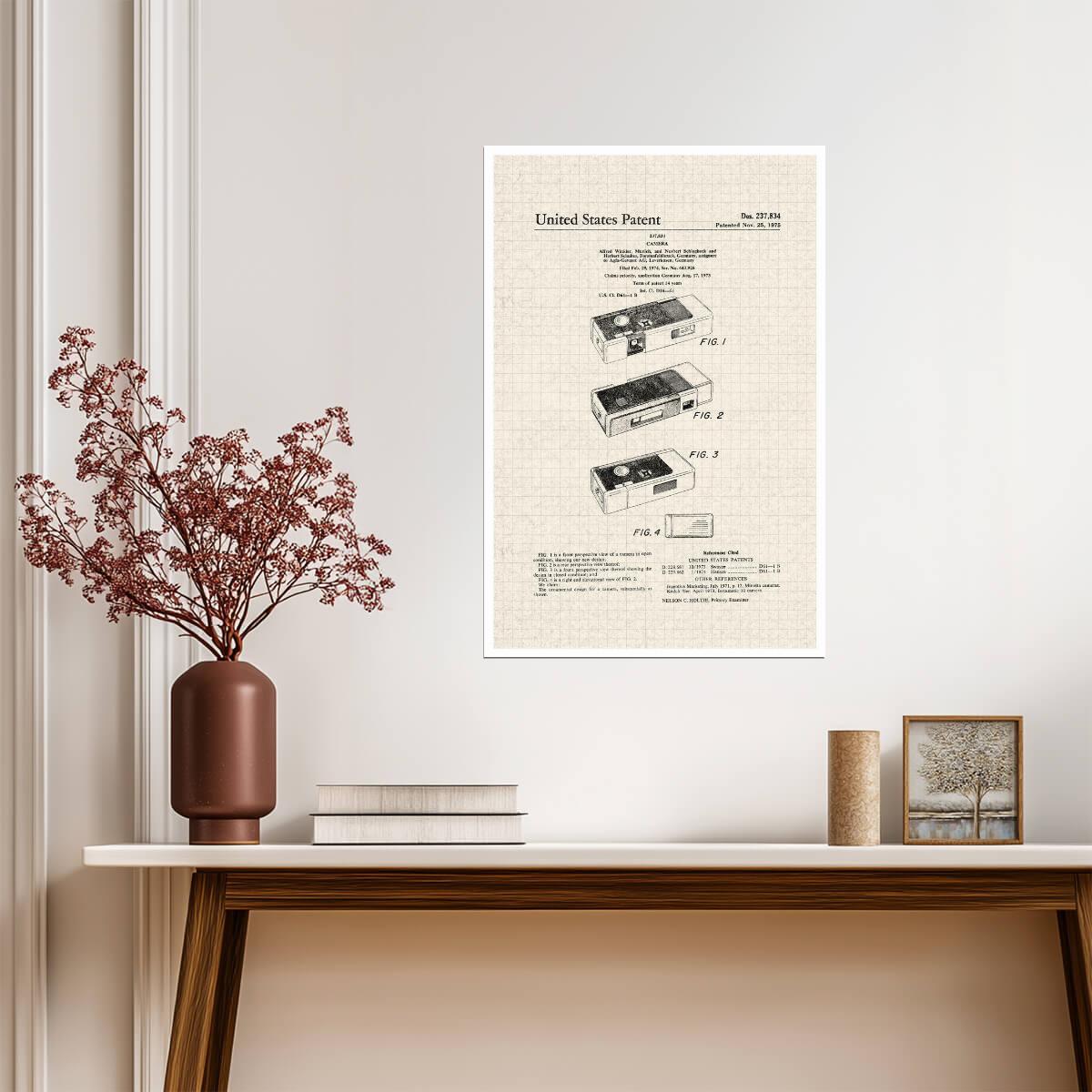 Vintage Camera Patent Diagram | 1975 Design Print | Retro Photography Poster - Vintage & Retro Poster