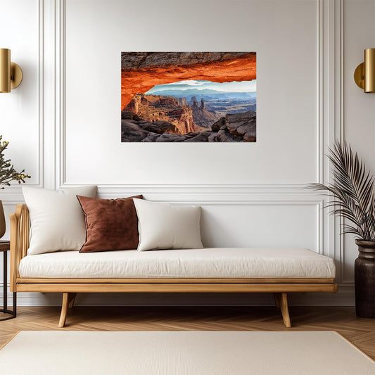 Inside Mesa Arch at Sunrise | Canyonlands National Park | Landscape Photography Poster - Photography Poster