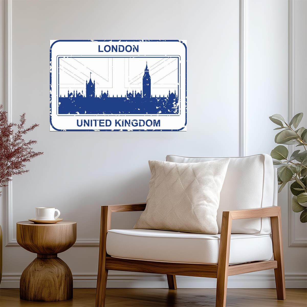 Vintage London UK Passport Stamp | Retro Travel Art | United Kingdom Poster