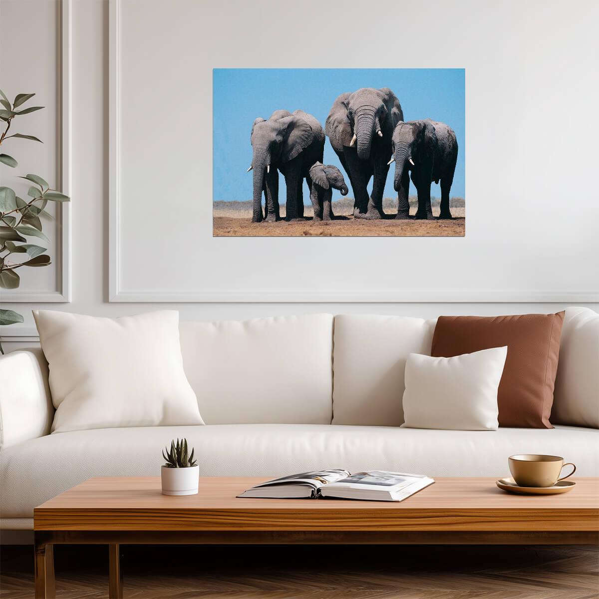 African Elephants and Calf | Wildlife Photography | Safari Animal Poster - Photography Poster