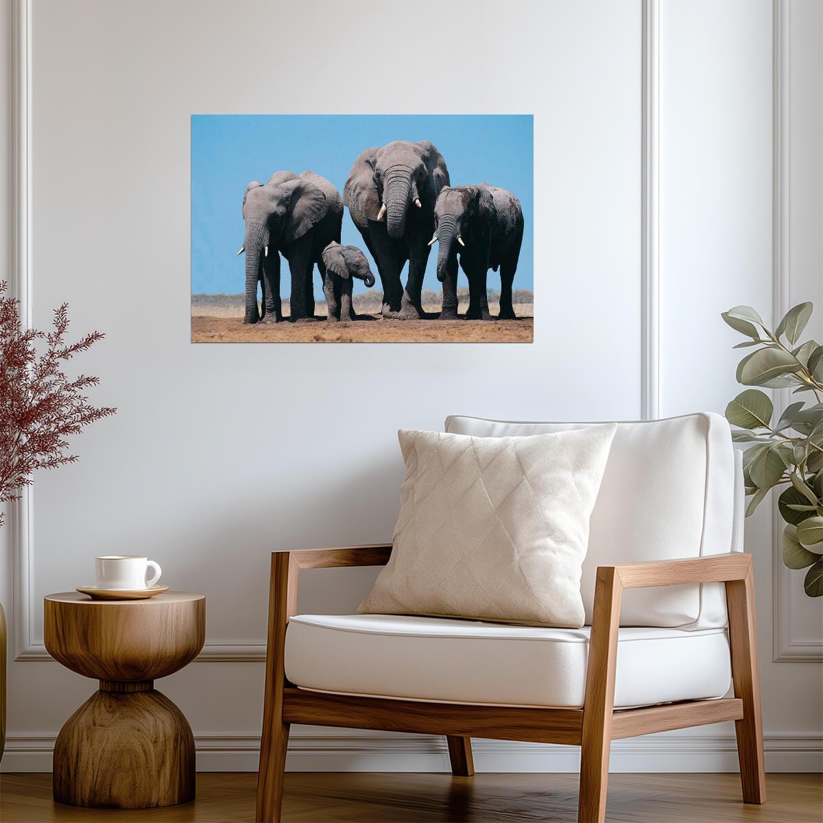 African Elephants and Calf | Wildlife Photography | Safari Animal Poster - Photography Poster