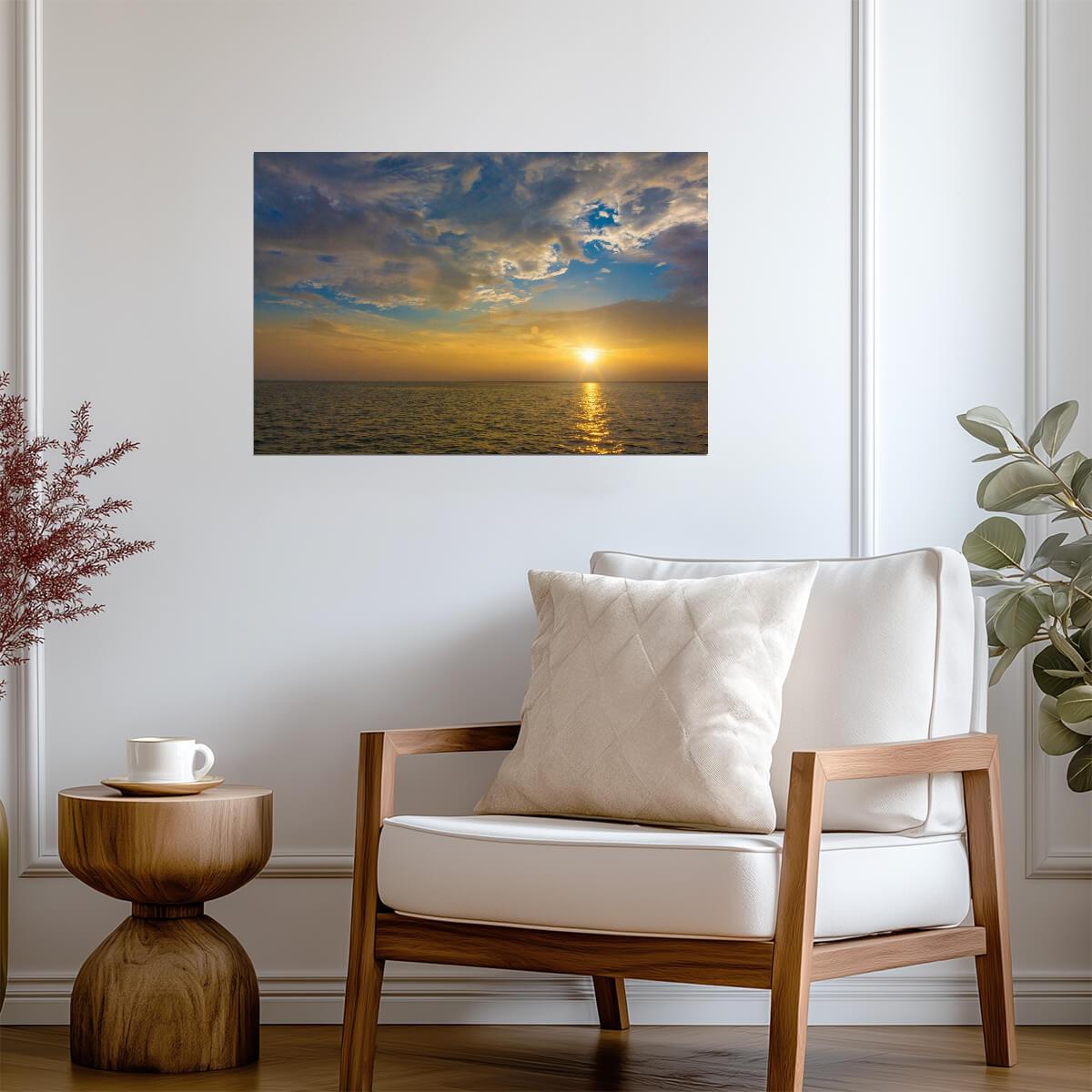 Colorful Sunset at Sea | Ocean Photography Print | Seascape Poster - Photography Poster