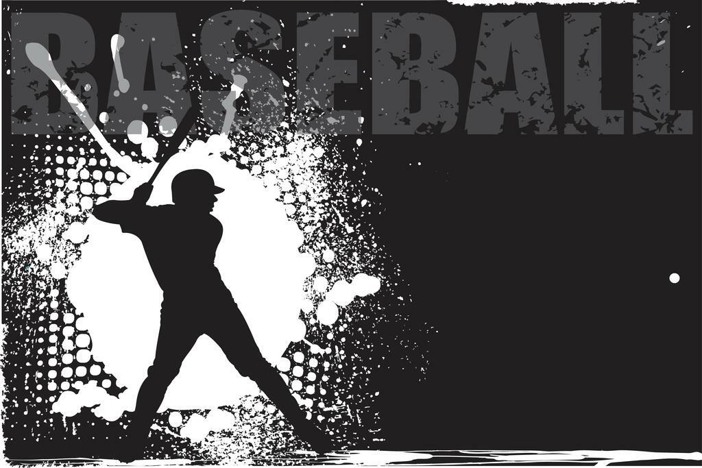 Baseball Batter Silhouette | Grunge Style Sports Art | Black and White Poster - Sports Poster