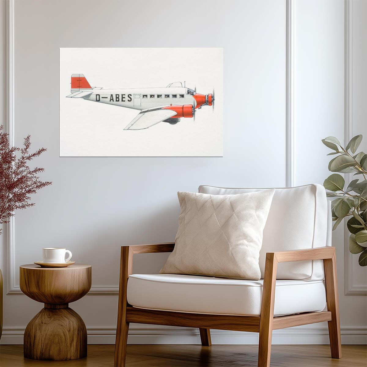 Junkers Ju 52 Aircraft 1930 | Vintage Aviation Print | German Transport Plane Poster