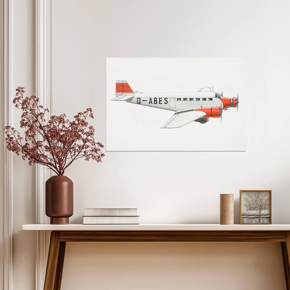 Junkers Ju 52 Aircraft 1930 | Vintage Aviation Print | German Transport Plane Poster