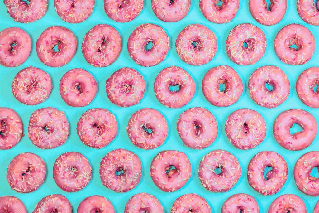 Pink Doughnuts Pattern | Pop Art Food Photography | Colorful Kitchen Poster - Photography Poster