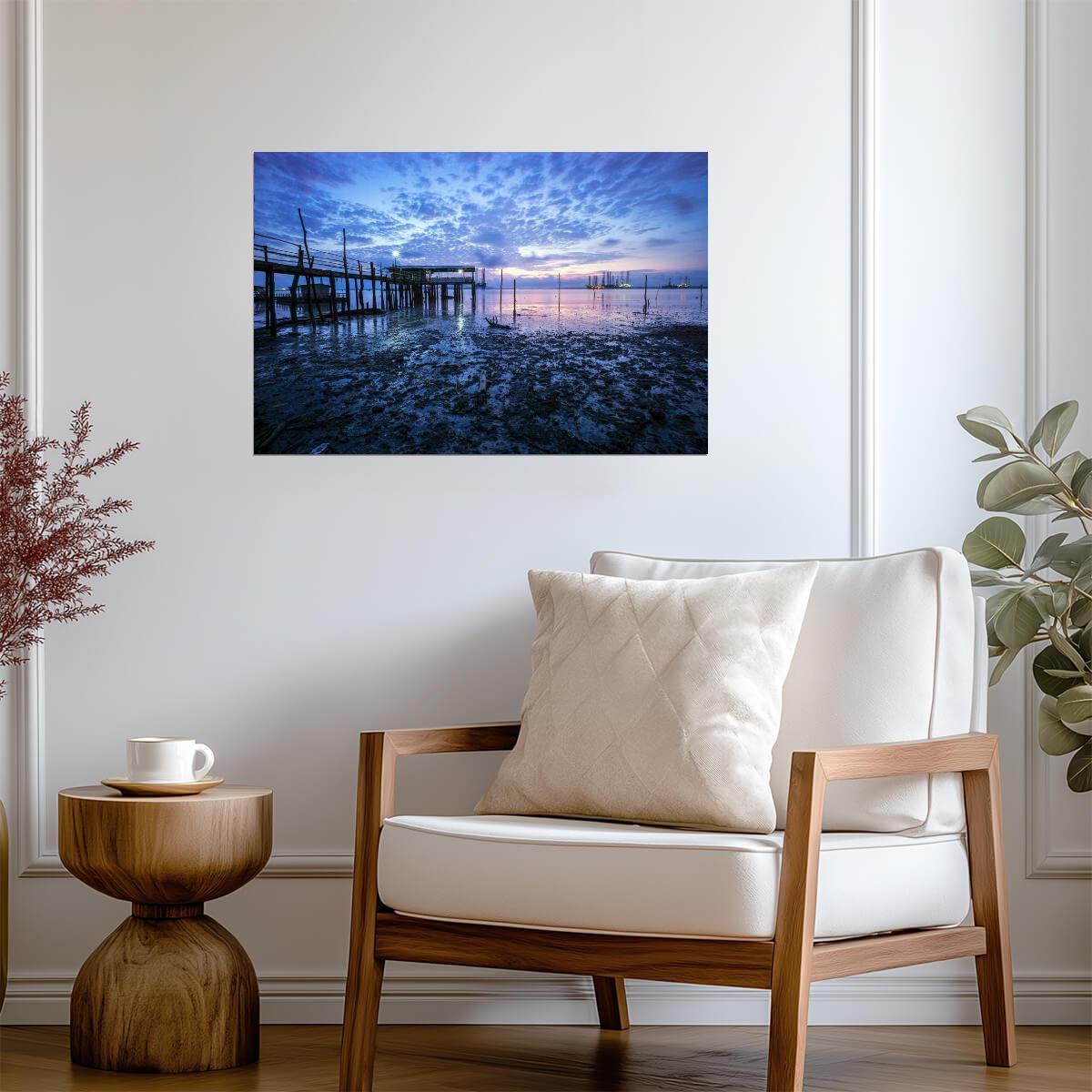 Old Wooden Pier at Sunrise | Seascape Photography | Coastal Landscape Poster - Photography Poster