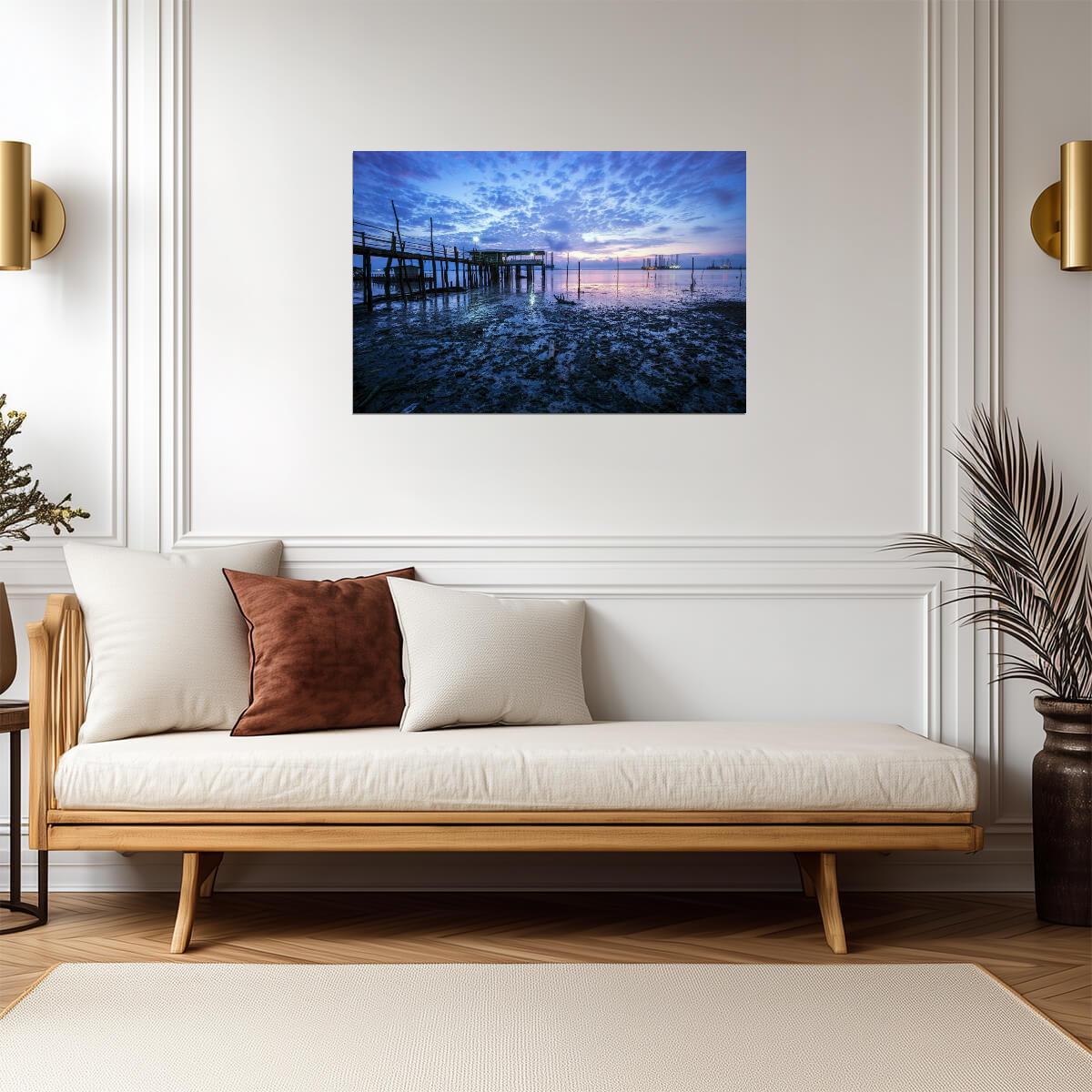 Old Wooden Pier at Sunrise | Seascape Photography | Coastal Landscape Poster - Photography Poster
