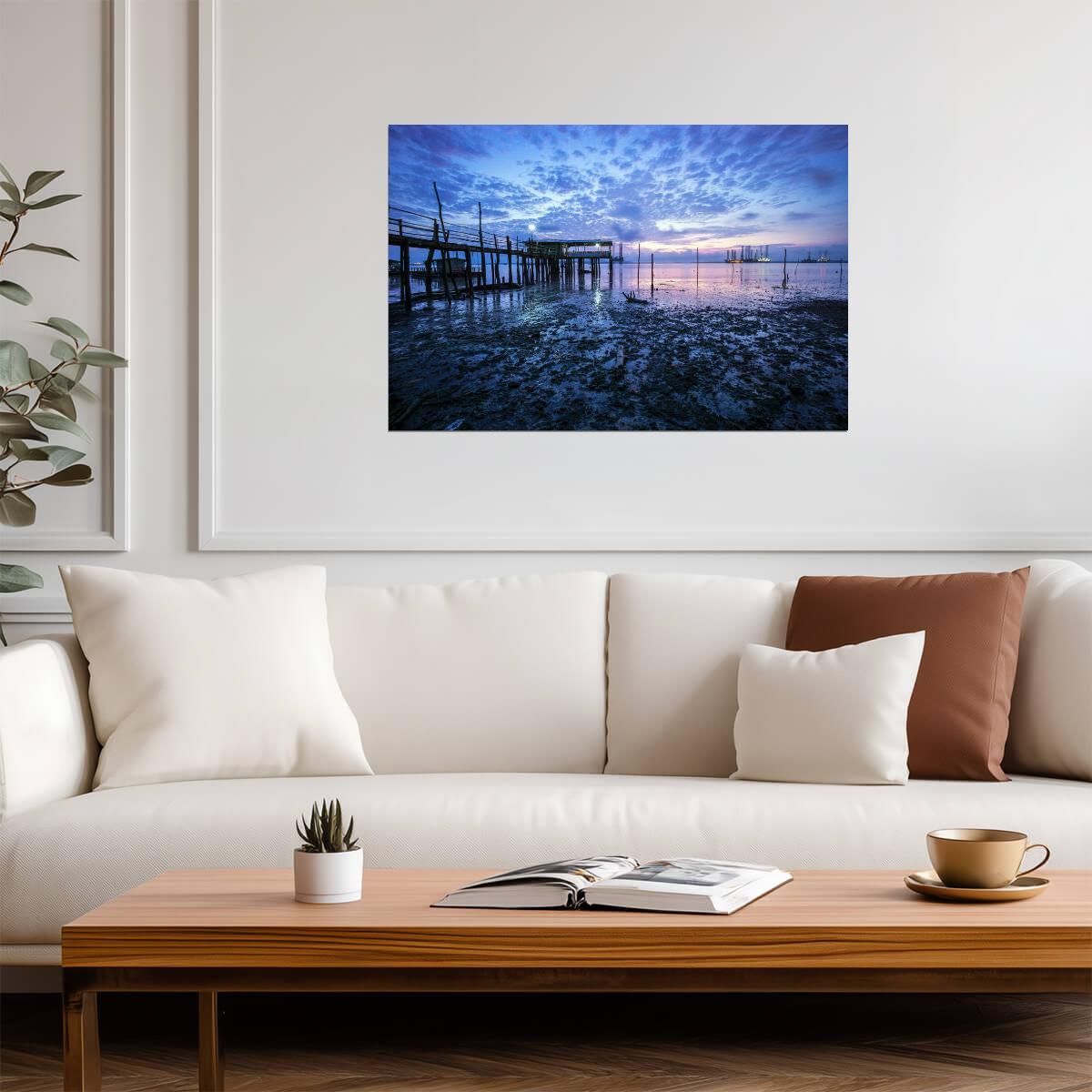 Old Wooden Pier at Sunrise | Seascape Photography | Coastal Landscape Poster - Photography Poster