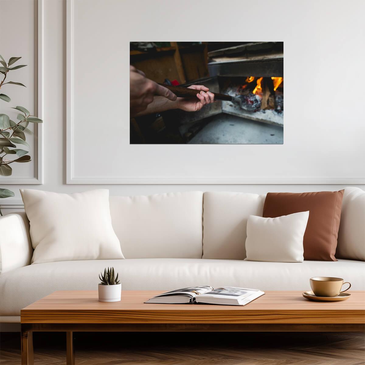 Pit Master Tending The Fire | BBQ Photography | Food and Cooking Poster - Photography Poster