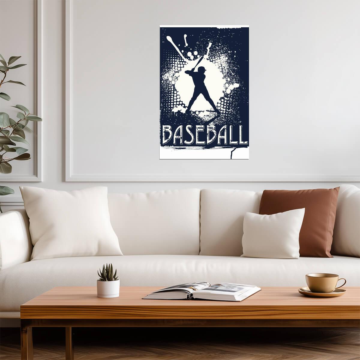 Baseball Batter Illustration | Grunge Style Sports Art | Dynamic Action Poster - Sports Poster