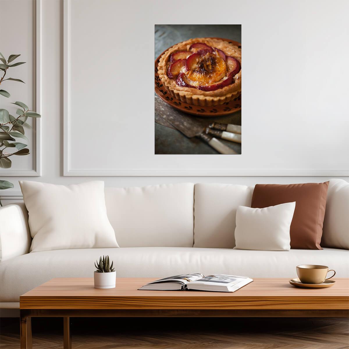 Homemade Fresh Peach Tart | Food Photography | Kitchen & Baking Poster - Photography Poster