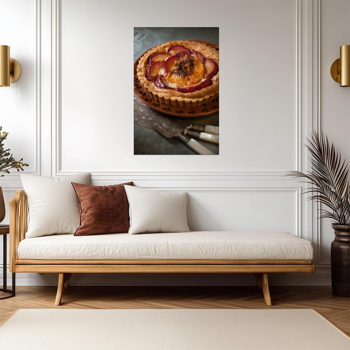 Homemade Fresh Peach Tart | Food Photography | Kitchen & Baking Poster - Photography Poster