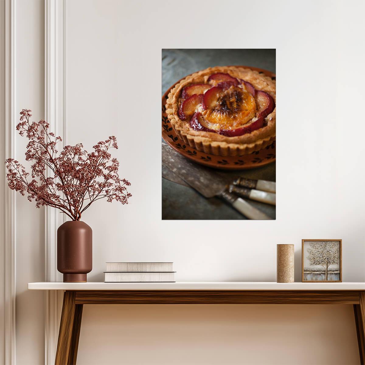Homemade Fresh Peach Tart | Food Photography | Kitchen & Baking Poster - Photography Poster