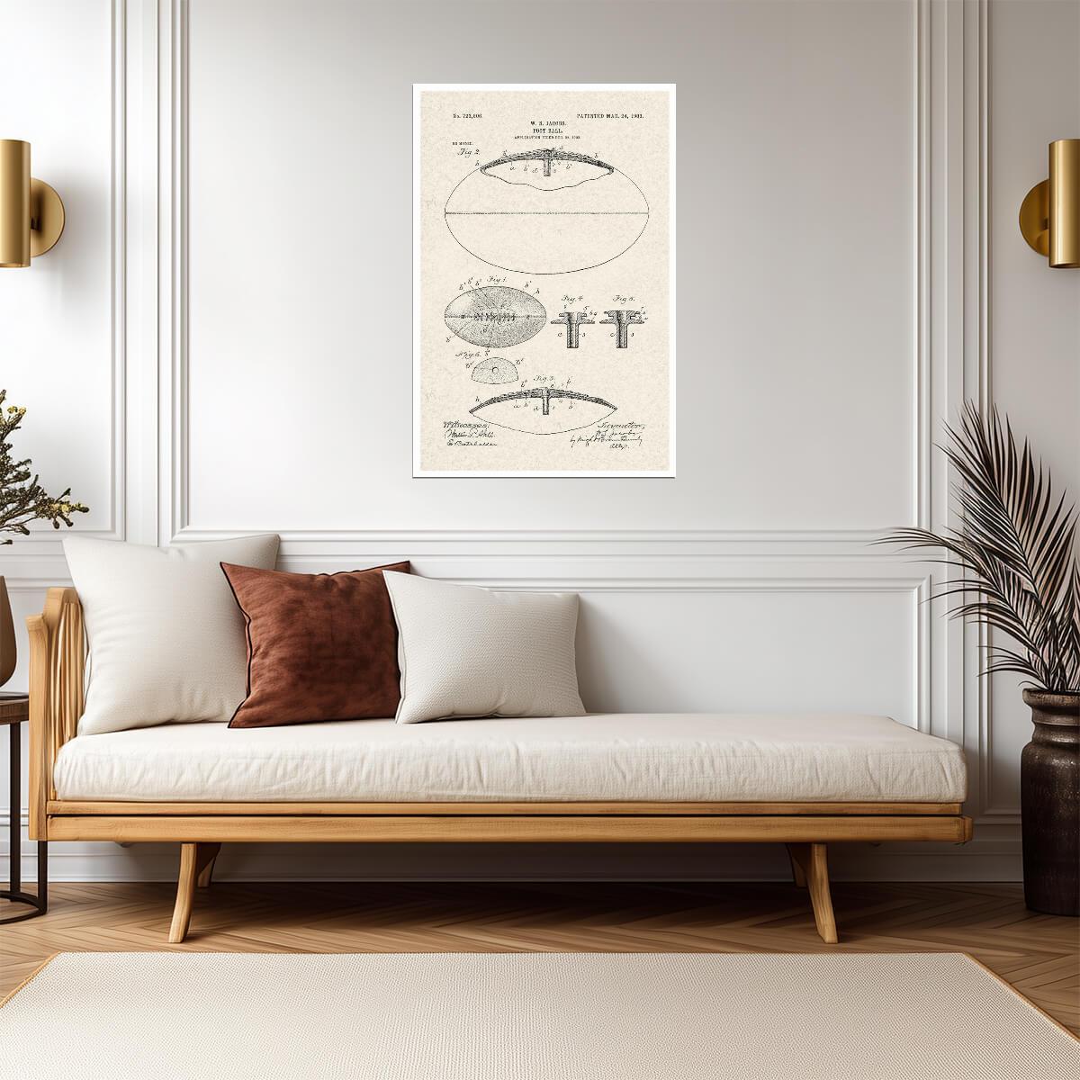 American Football Patent Diagram | Vintage Sports Poster | Game Room Wall Art - Vintage & Retro Poster
