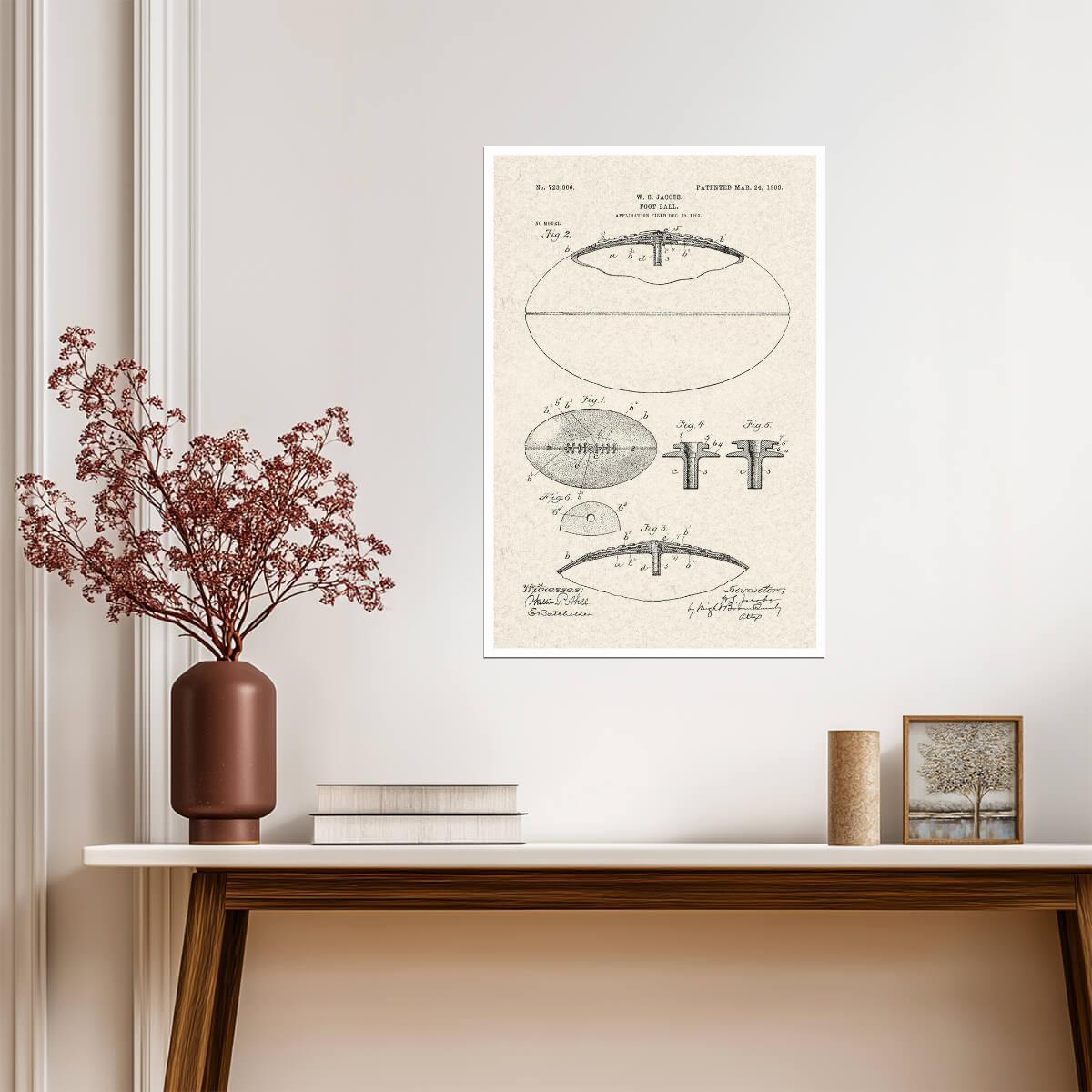 American Football Patent Diagram | Vintage Sports Poster | Game Room Wall Art - Vintage & Retro Poster