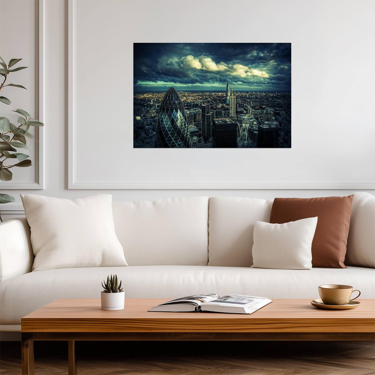 A Storm Brewing Over London | Cityscape Photography | Moody Weather Poster - Photography Poster