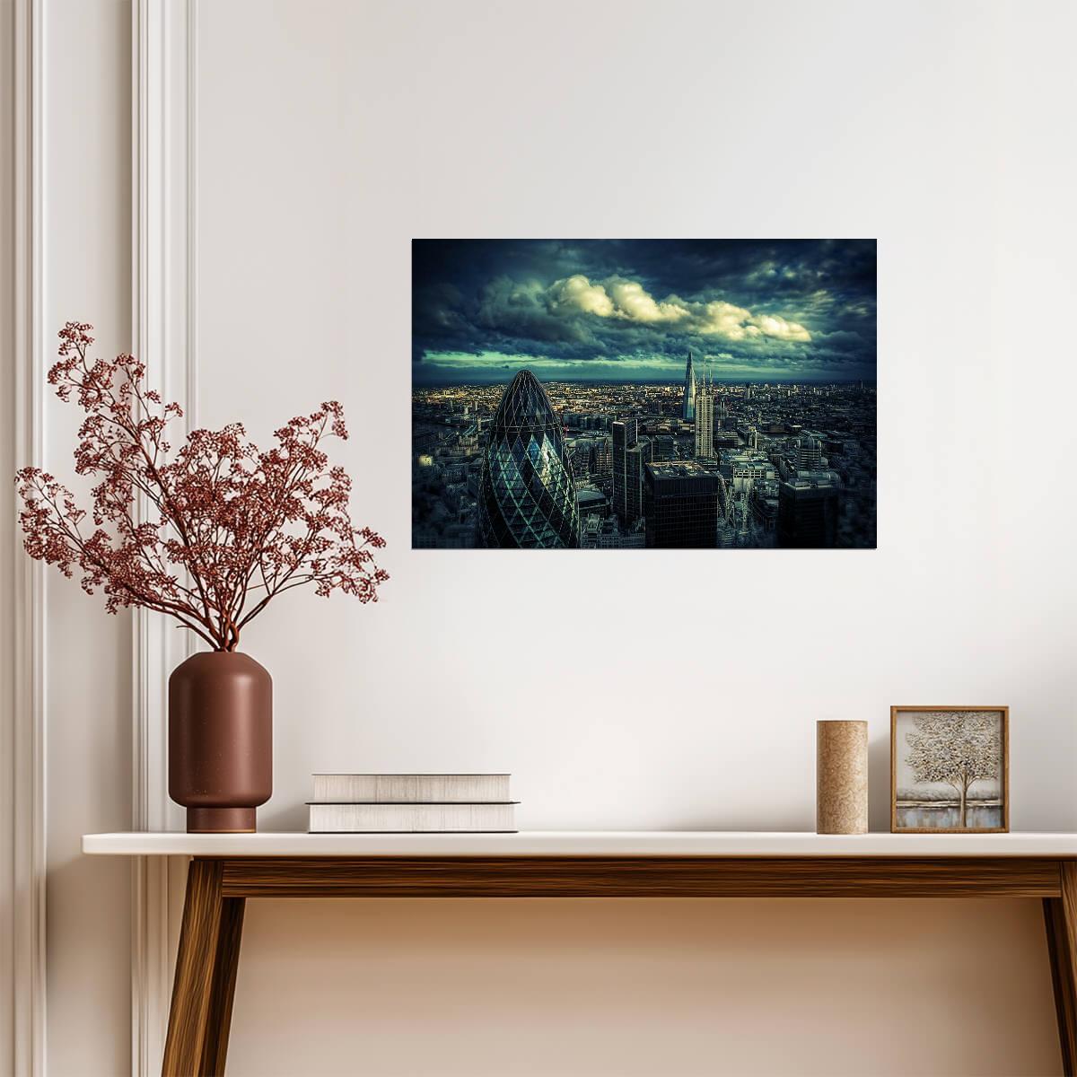 A Storm Brewing Over London | Cityscape Photography | Moody Weather Poster - Photography Poster