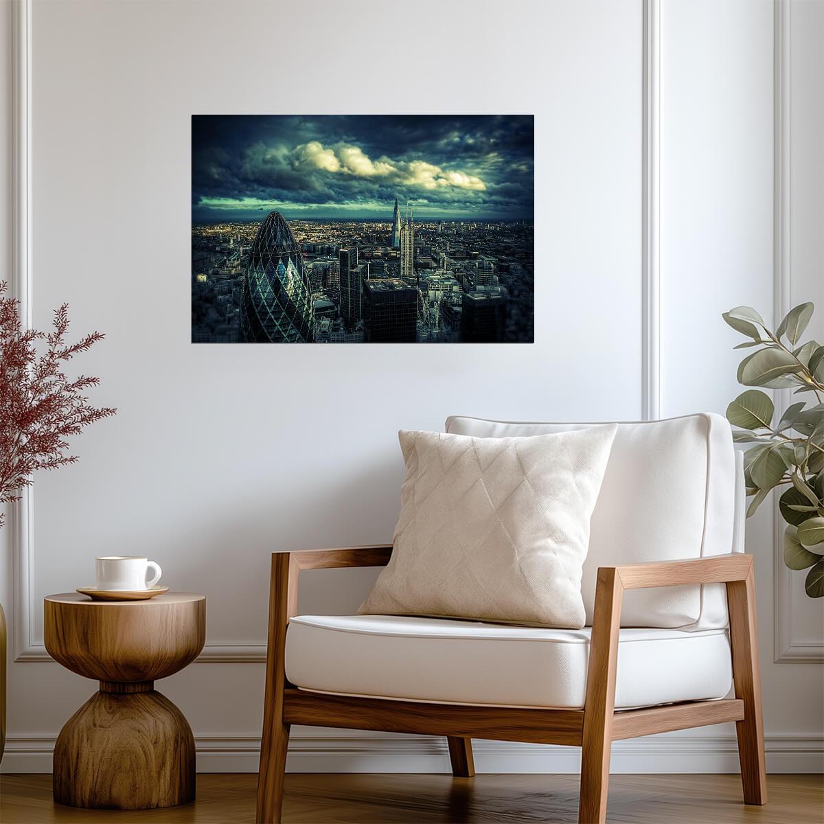 A Storm Brewing Over London | Cityscape Photography | Moody Weather Poster - Photography Poster