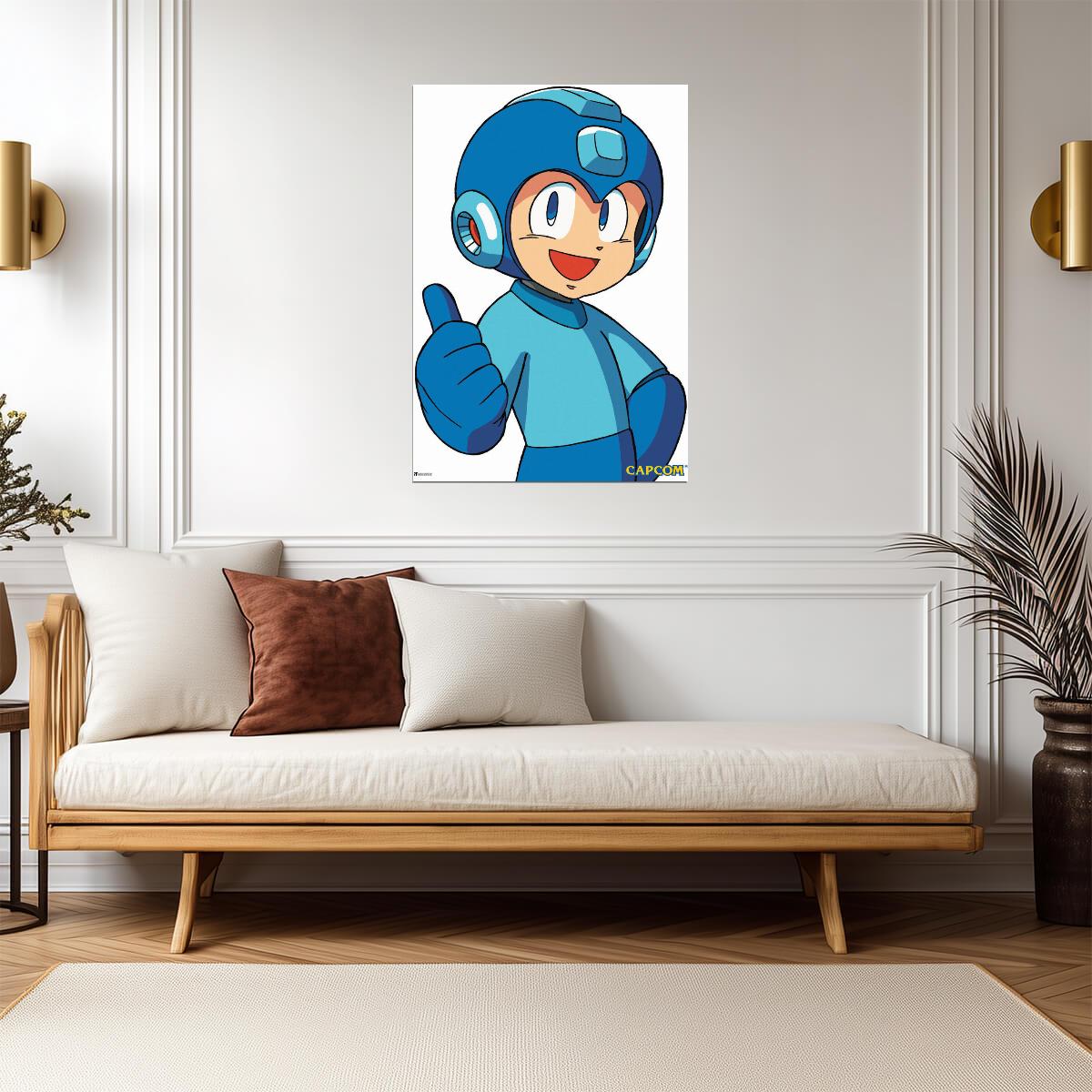 Mega Man Thumbs Up | Retro 8-Bit Gaming Poster | Nostalgic Gift for Him - Video Games Poster