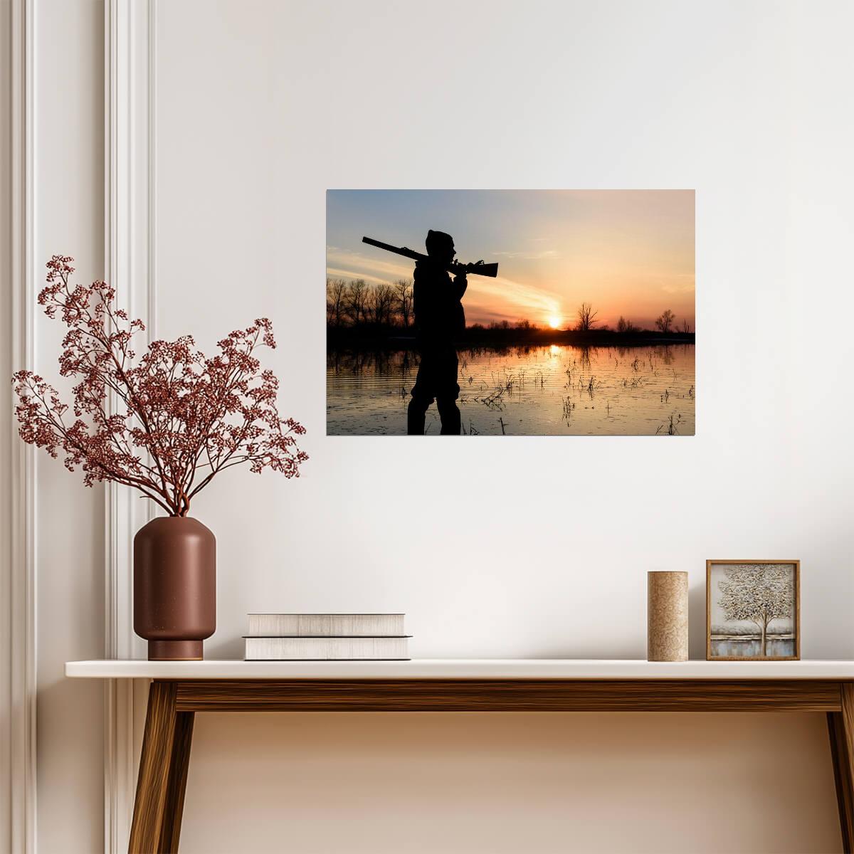 Hunter at Sunset Silhouette | Hunting Photography Poster - Photography Poster