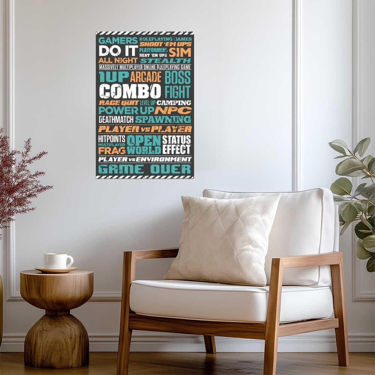 Gaming Word Cloud | Typographic Art Print | Gamer Room Decor Poster