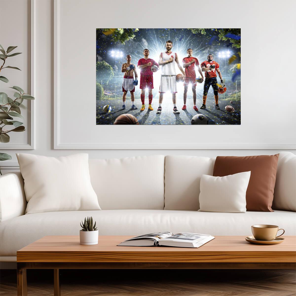 Multi-Sport Collage | Athletic Wall Art | Basketball Football Soccer Poster