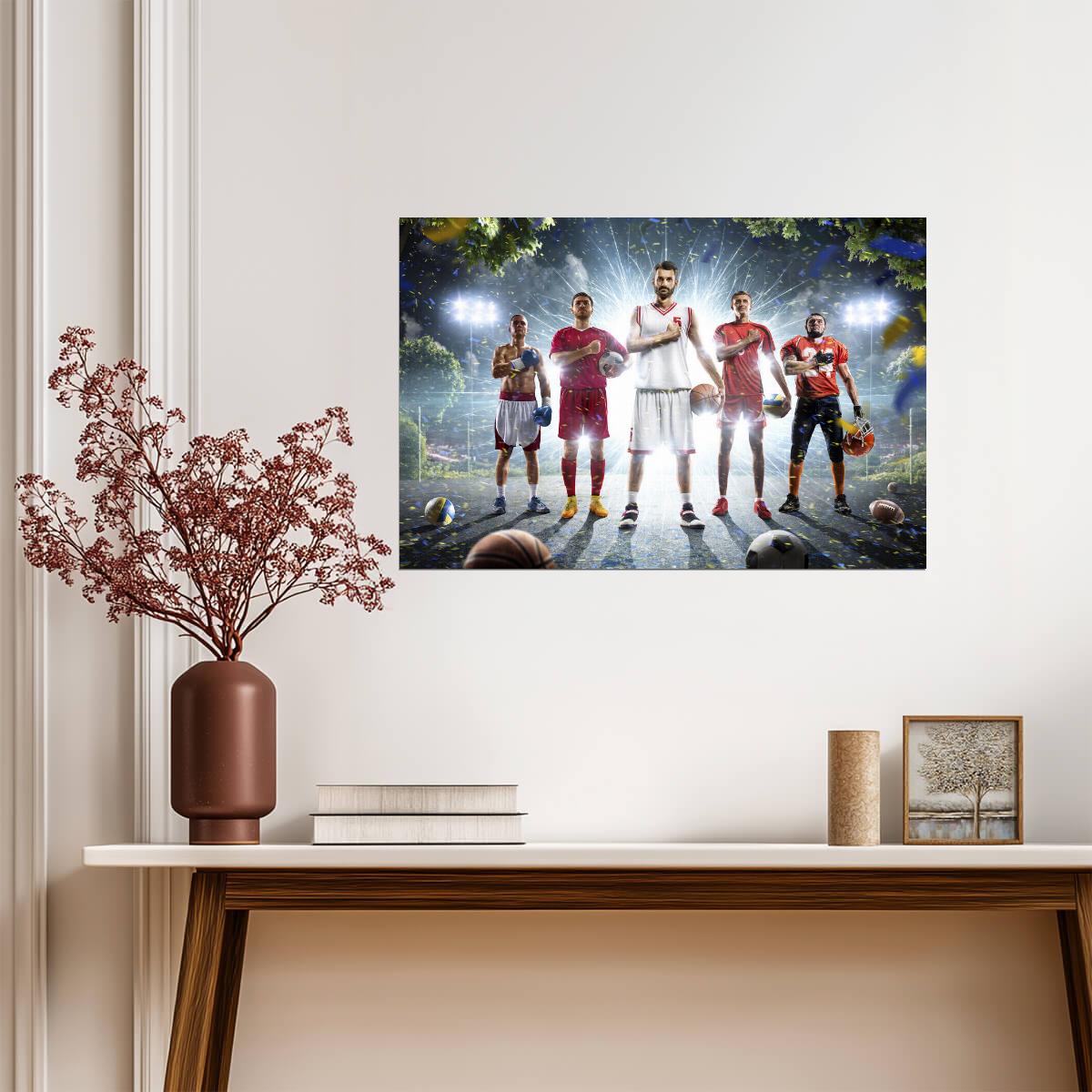 Multi-Sport Collage | Athletic Wall Art | Basketball Football Soccer Poster