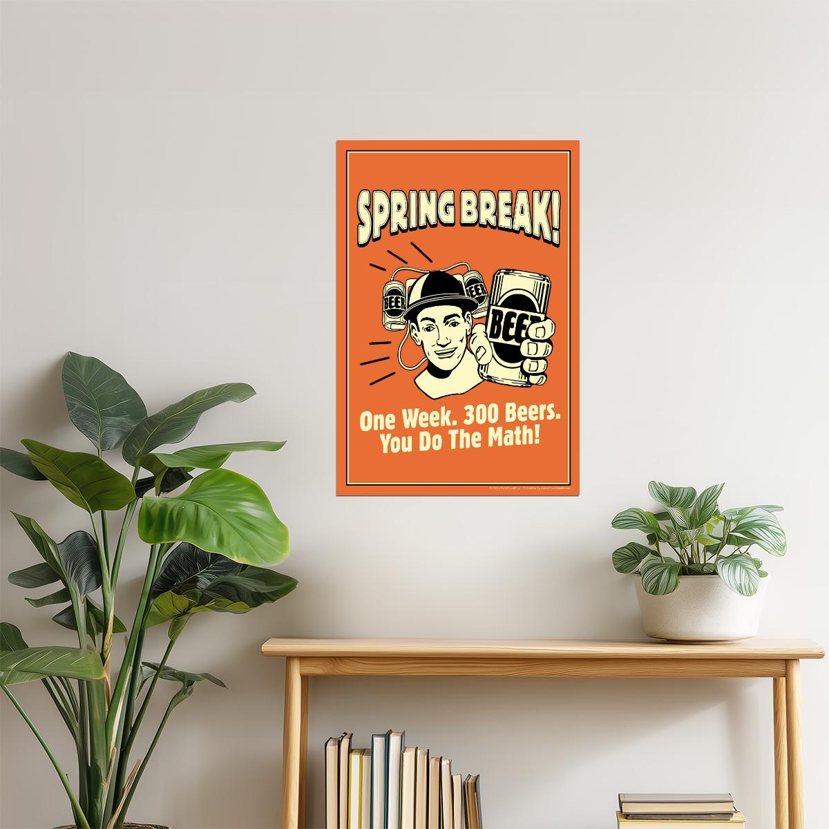 Spring Break Math Poster | Funny Beer Humor | College & Party Decor