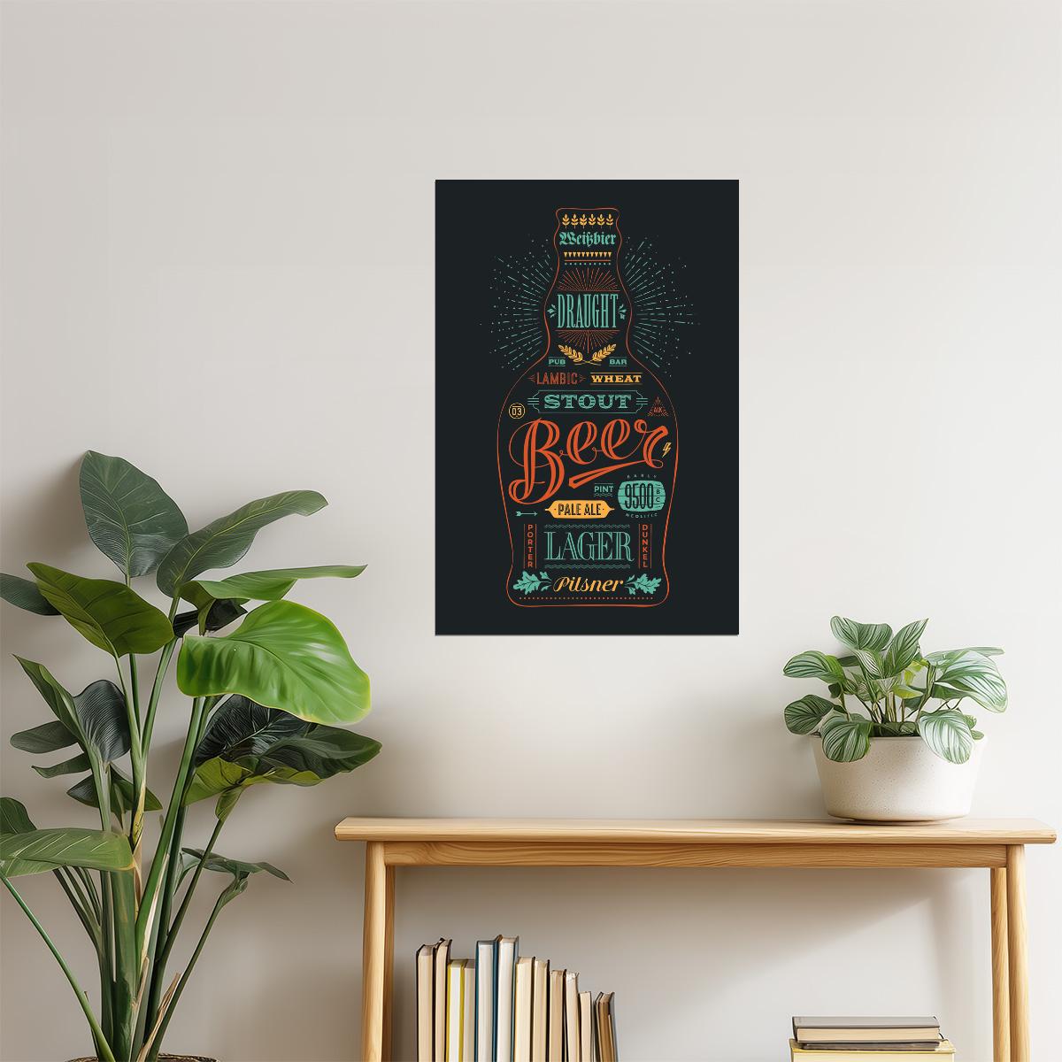 Funky Beer Bottle Poster | Pop Art Style | Modern Bar Decor