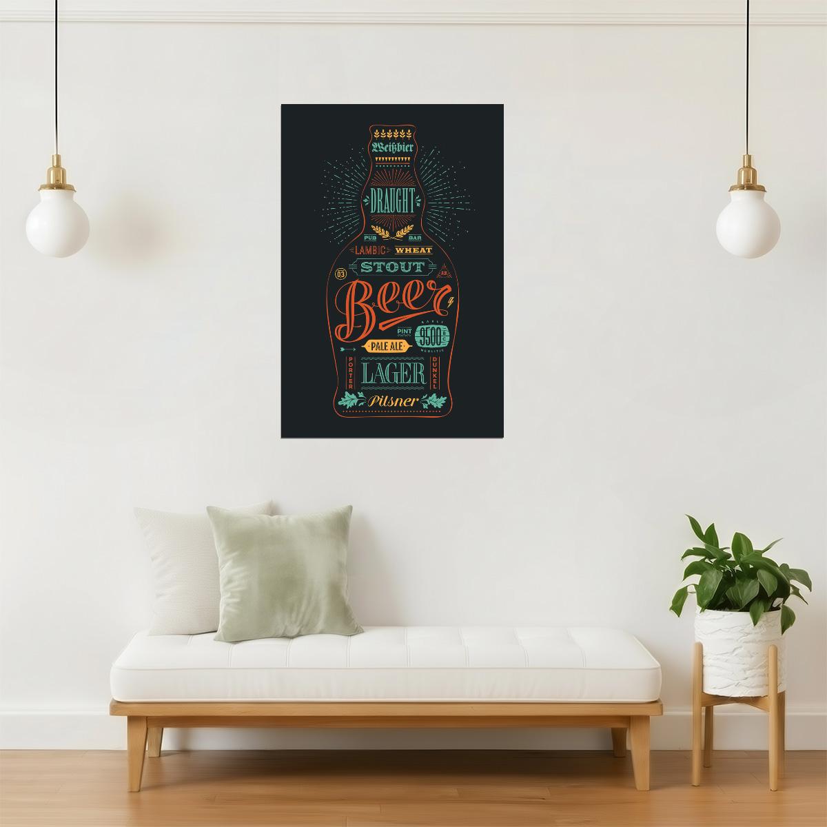 Funky Beer Bottle Poster | Pop Art Style | Modern Bar Decor